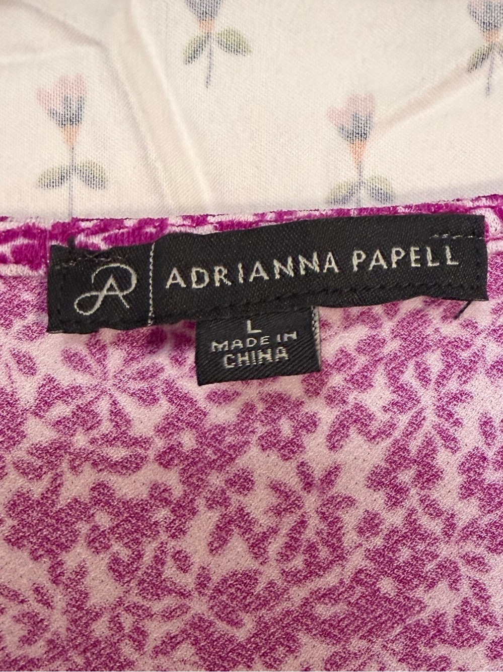 Adrianna Papell Fuchsia Floral Puff-Sleeve Blouse - Picture 2 of 3